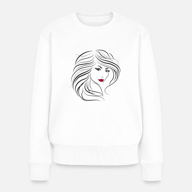 Frau Schönheit - Frauen Premium Bio Pullover - Weiß