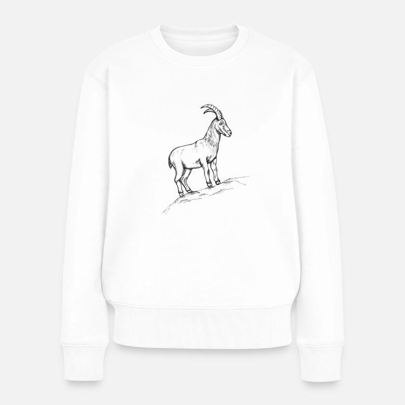 Steinbock - Frauen Premium Bio Pullover - Weiß