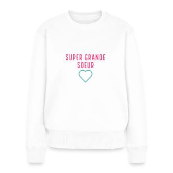 super grande soeur - Pull Premium bio Femme - blanc - Devant - Julia (174cm)