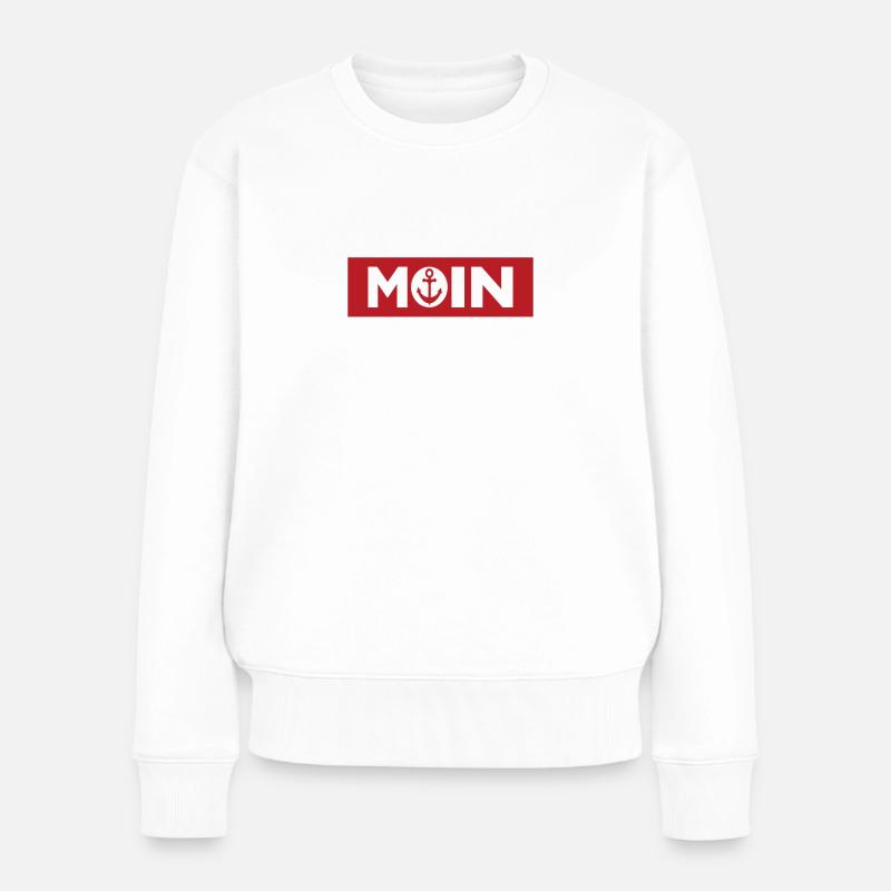 Moin norddeutsch Anker Balken Küste Hamburg - Frauen Premium Bio Pullover - Weiß