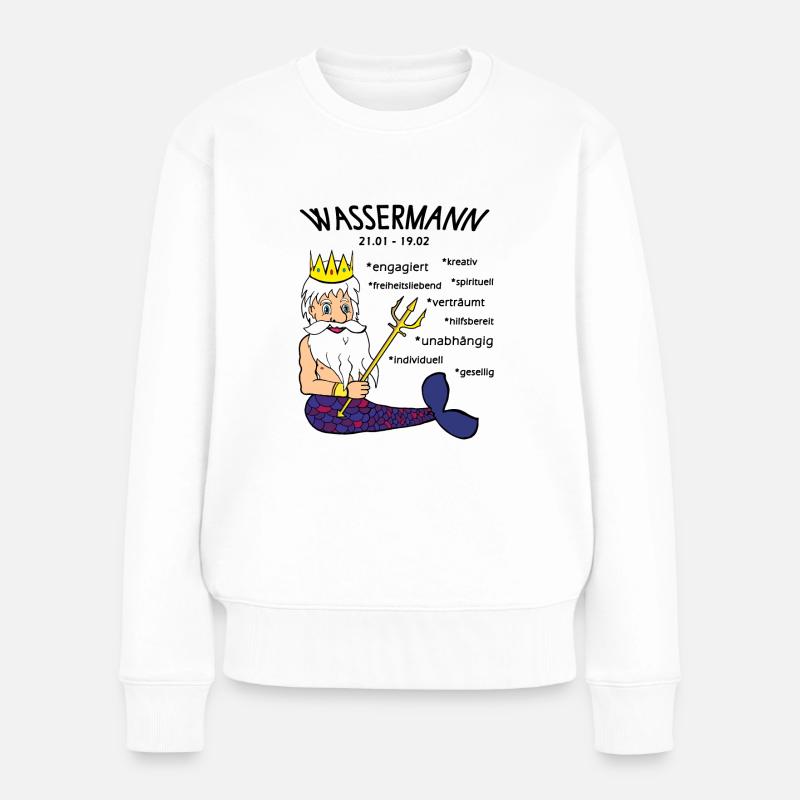Sternzeichen Wassermann - Frauen Premium Bio Pullover - Weiß