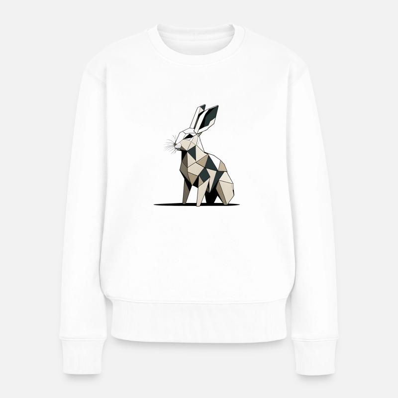 Polygon-Kaninchen - Frauen Premium Bio Pullover - Weiß