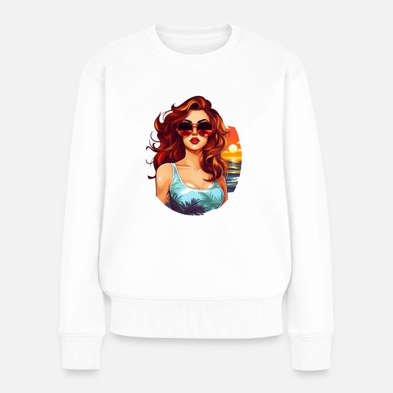 Beachgirl - Frauen Premium Bio Pullover - Weiß