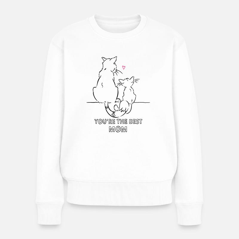 Mama, Best Mom Katze Nö Muttertag - Frauen Premium Bio Pullover - Weiß