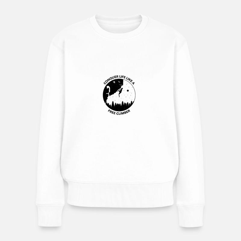 Conquérir la vie comme un grimpeur libre - Pull Premium bio Femme - blanc