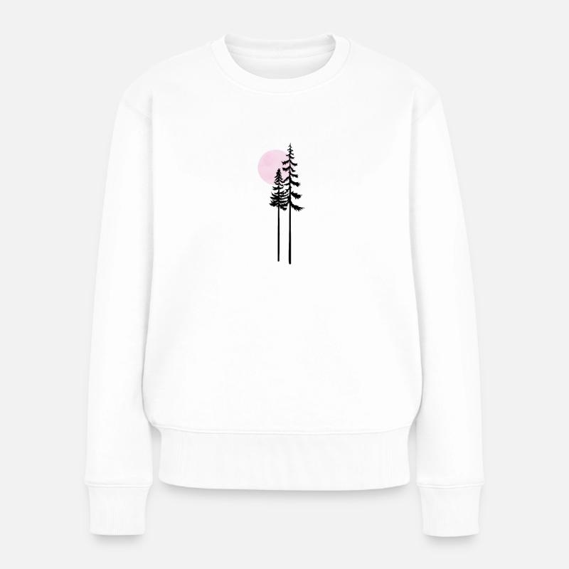 Mondschein-Silhouette Moonlit Silhouette - Frauen Premium Bio Pullover - Weiß