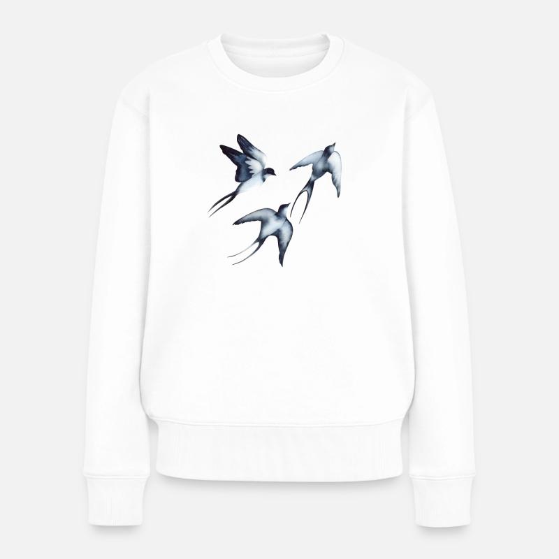 Schwalben im Flug Swallows in Flight - Frauen Premium Bio Pullover - Weiß