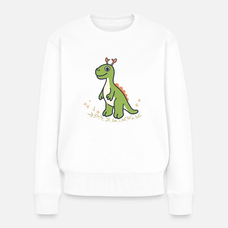DINOSAURIER - Frauen Premium Bio Pullover - Weiß