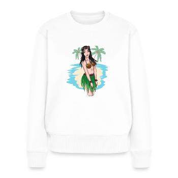 Hawaiian Mädchen Sexy Urlaub Fantasy Sex Erotisch - Frauen Premium Bio Pullover - Weiß - Vorne - Julia (174cm)