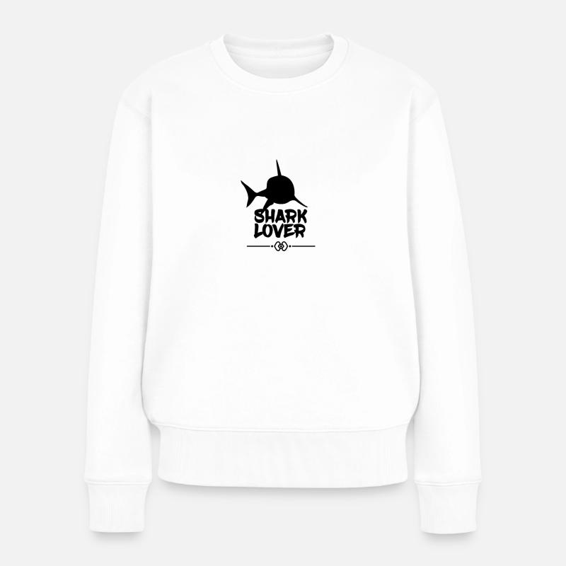 Shark lover ... Hai liebhaber - Frauen Premium Bio Pullover - Weiß