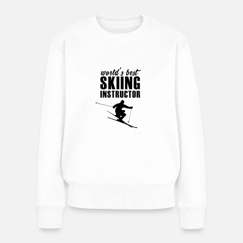 Ski Skifahren Skilehrerin Skilehrer Ski Instructor - Frauen Premium Bio Pullover - Weiß