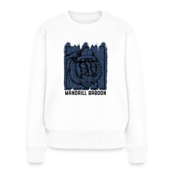 Cadeau de visage de singe Mandrill style rétro vintage - Pull Premium bio Femme - blanc - Devant - Julia (174cm)