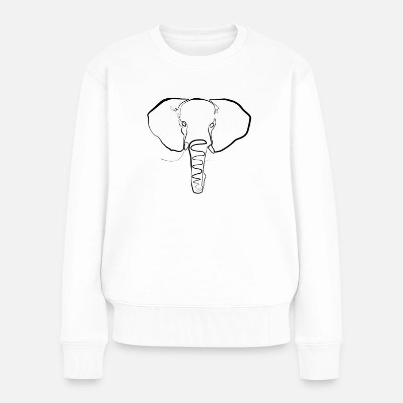 Elefantenkopf Elefant one-line drawing - Frauen Premium Bio Pullover - Weiß