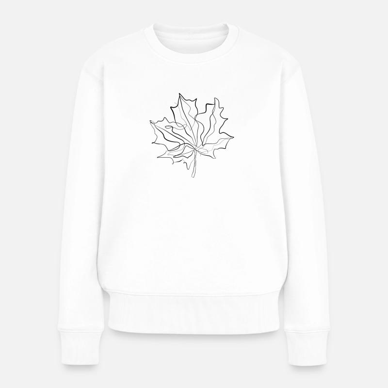 Kanada Ahornblatt - one line drawing - Frauen Premium Bio Pullover - Weiß