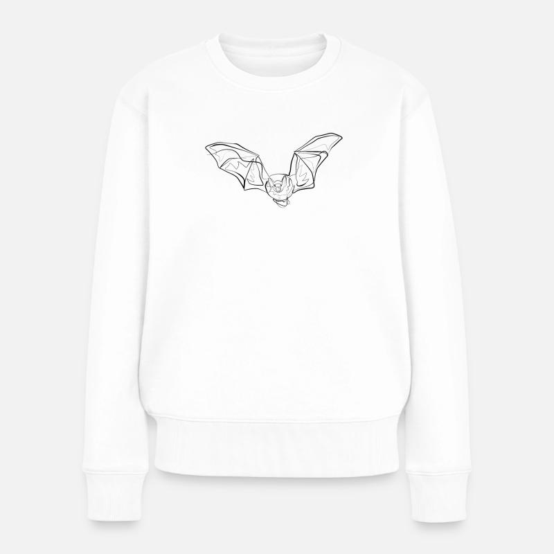 Fledermaus - one line drawing - Frauen Premium Bio Pullover - Weiß