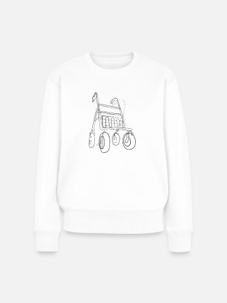 Rollator - one line drawing - Frauen Premium Bio Pullover - Weiß