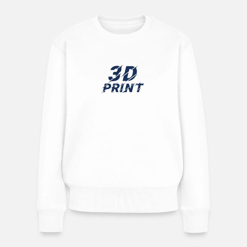 3D Druck Drucker Drucken 3D - Frauen Premium Bio Pullover - Weiß