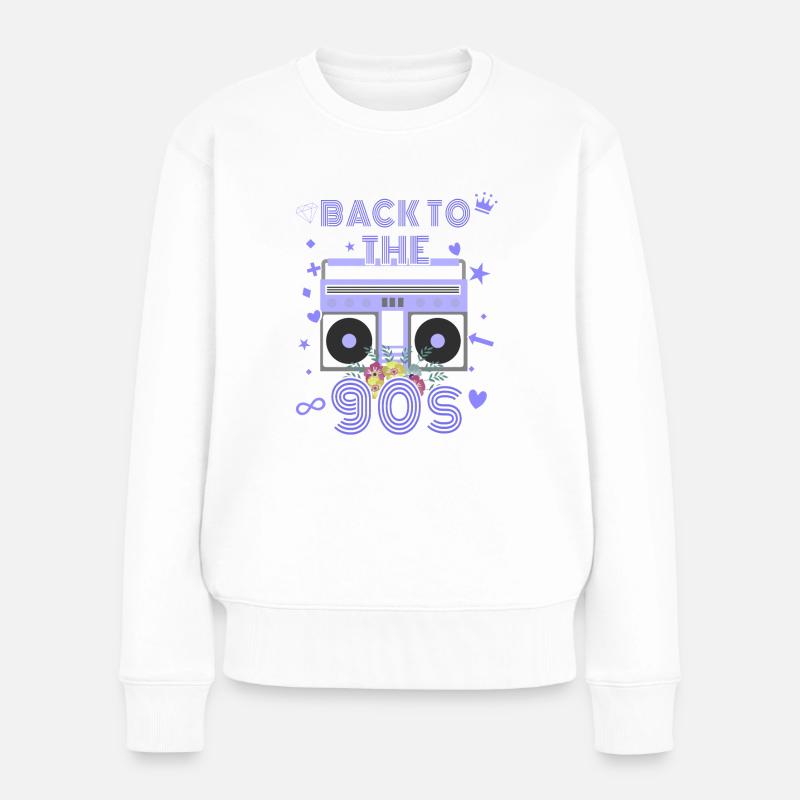 90er Jahre - Frauen Premium Bio Pullover - Weiß