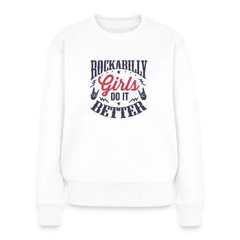 Rockabilly Girl - Women's Premium Organic Jumper - white - Front - Julia (174cm)