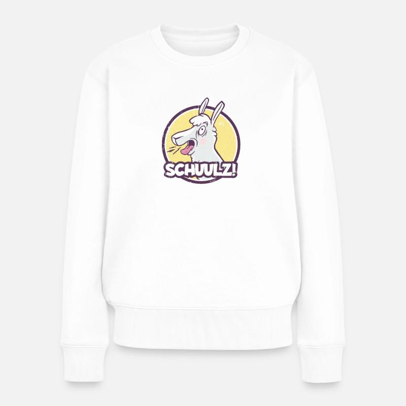 rülpsendes Lama Schulz Spruch lustiges Alpaka - Frauen Premium Bio Pullover - Weiß