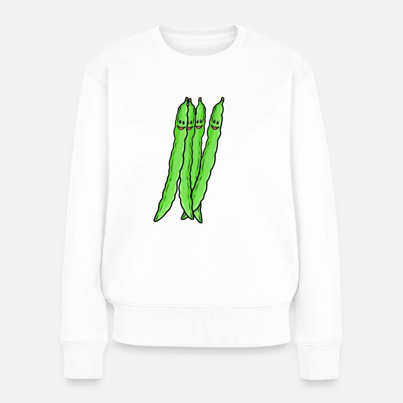 Bohne Bohnen Vegan Gemüse Gesund Vitamine - Frauen Premium Bio Pullover - Weiß