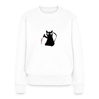 SERIAL KILLER CAT - Pull Premium bio Femme - blanc - Devant - Julia (174cm)