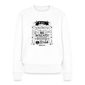 Bibel & Christliche Geschenke - Frauen Premium Bio Pullover - Weiß - Vorne - Julia (174cm)