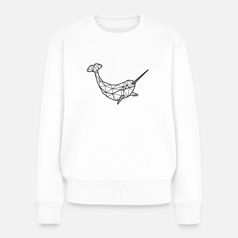Narwal Polygon - Frauen Premium Bio Pullover - Weiß