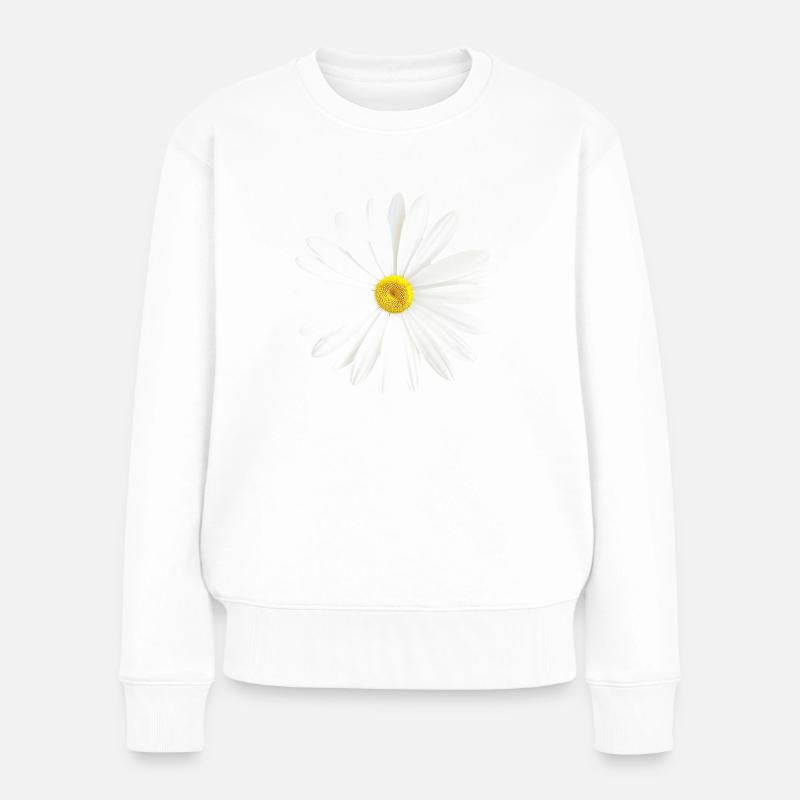 Gänseblümchen Weißes Blümchen Natur Geschenk - Frauen Premium Bio Pullover - Weiß