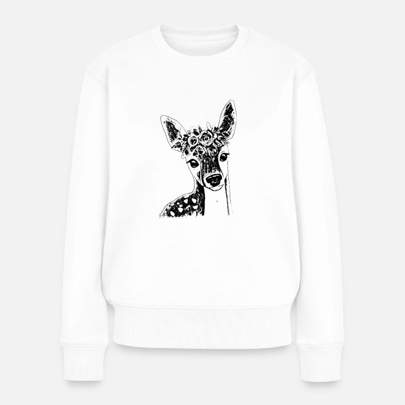 Reh - Frauen Premium Bio Pullover - Weiß