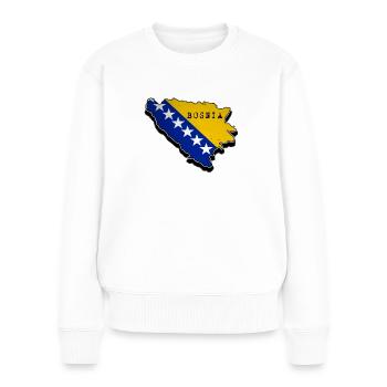 Bosnia Map, Bosnian Flag, Bosna - Frauen Premium Bio Pullover - Weiß - Vorne - Julia (174cm)
