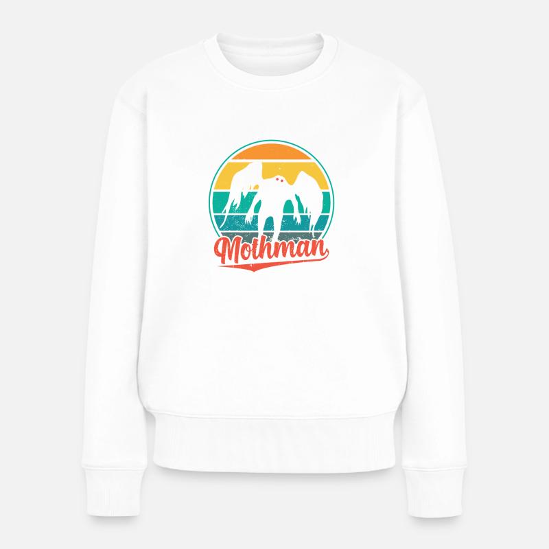 Mothman mit Motte - Frauen Premium Bio Pullover - Weiß