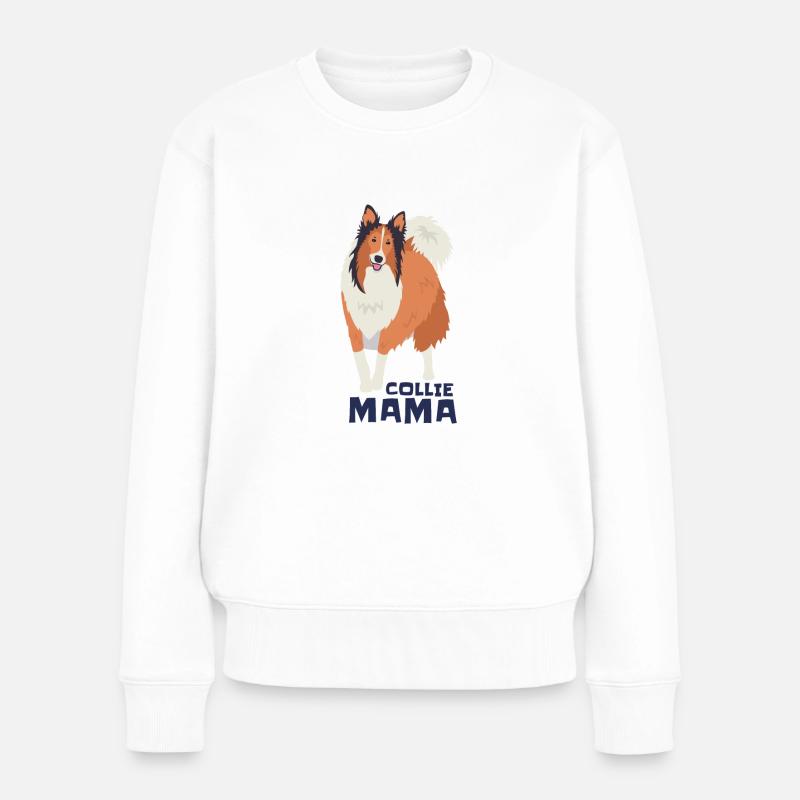 Cheveux longs Collie Maman | Collie Rough Collies - Pull Premium bio Femme - blanc