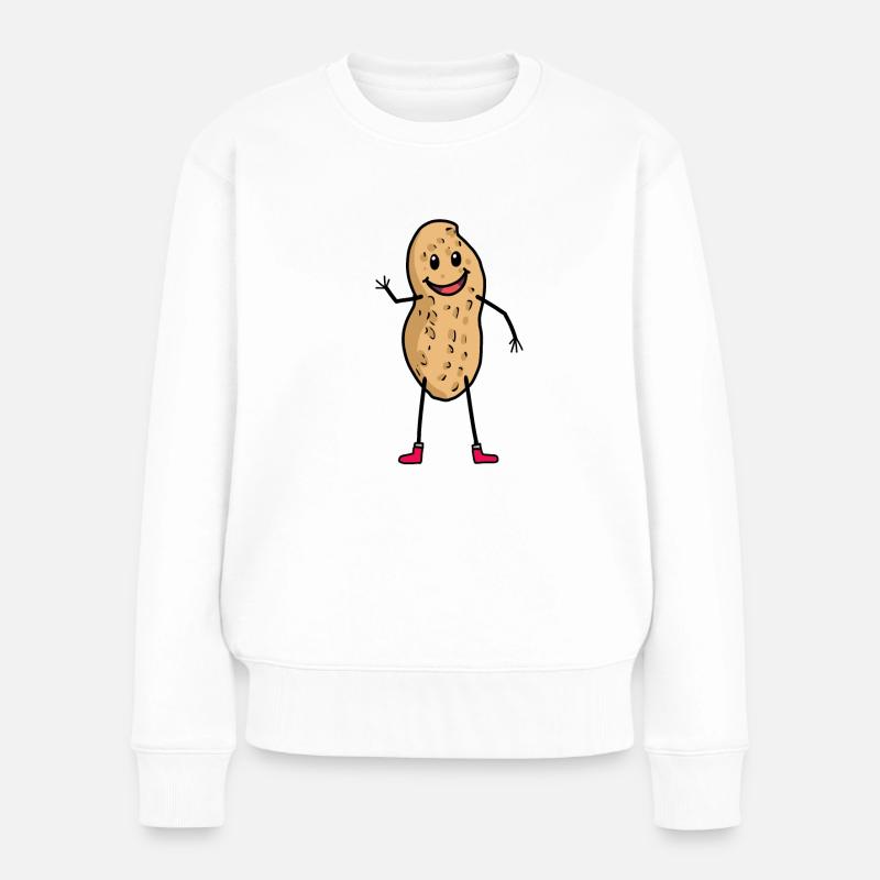 happy Erdnuss Lustig Erdnüsse Kinder Geschenkidee - Frauen Premium Bio Pullover - Weiß
