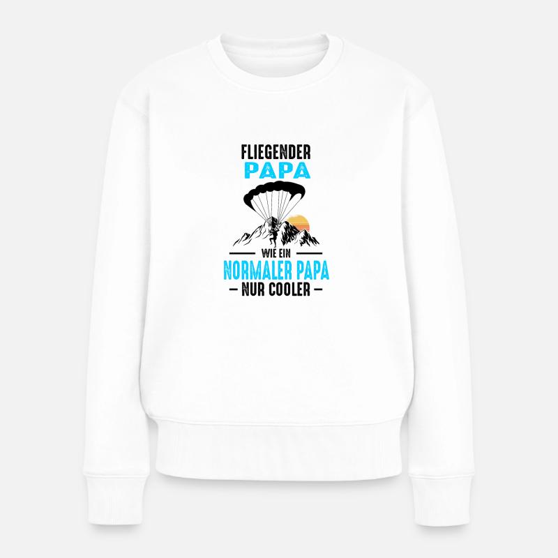 Paragliding Papa Fallschirmspringer Vater Gleitfli - Frauen Premium Bio Pullover - Weiß
