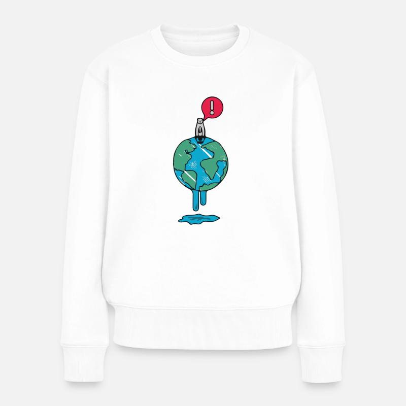 Erderwärmung Eisbär Erde Umwelt Geschenk - Frauen Premium Bio Pullover - Weiß