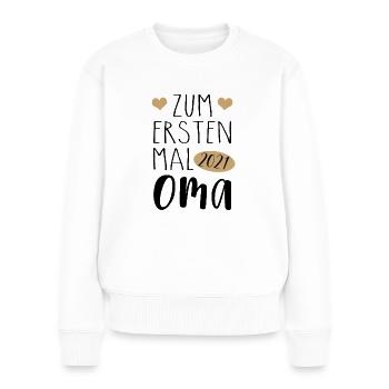 Zum ersten Mal Oma 2021 | zukünftige Oma 2021 - Frauen Premium Bio Pullover - Weiß - Vorne - Julia (174cm)