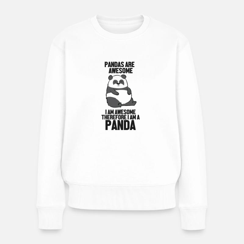 Ich Bin Ein Panda - Frauen Premium Bio Pullover - Weiß