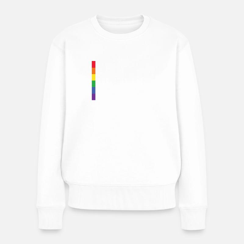 Rainbow Regenbogen Lesbe Pride LGBTQ Kleidung Mann - Frauen Premium Bio Pullover - Weiß
