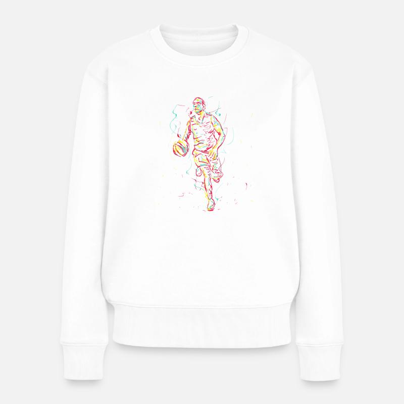 Athlète de basket- art abstrait dribble - Pull Premium bio Femme - blanc