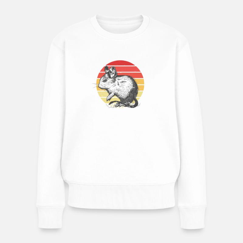 Degu Retro Sunset Nagetier Geschenk Strauchratte - Frauen Premium Bio Pullover - Weiß