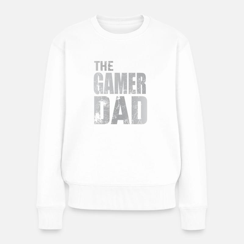 Gamer Dad Gaming Walking Zocken Konsole Geschenk - Frauen Premium Bio Pullover - Weiß
