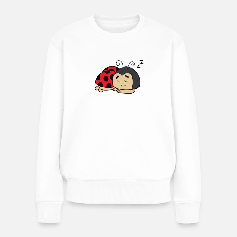 Marienkäfer Schlafen Müde Marienkäfer Nickerchen - Frauen Premium Bio Pullover - Weiß