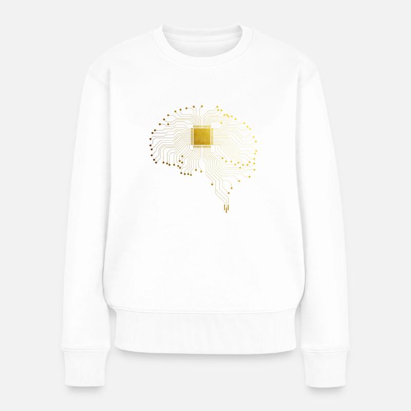 CPU brain computer nerd geek computer scientist - Women's Premium Organic Jumper - white