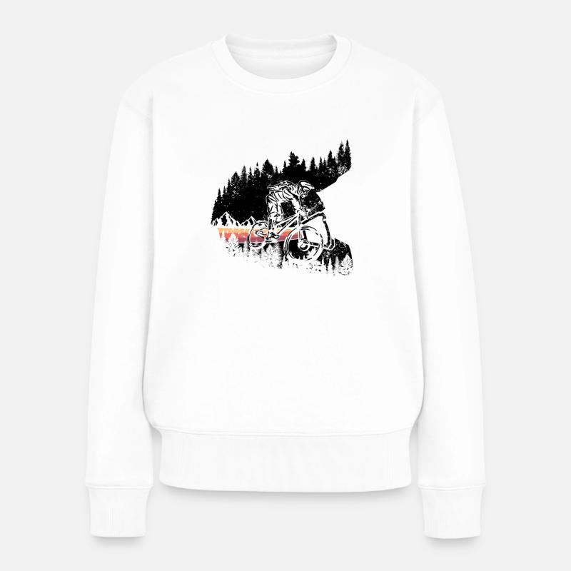 Downhill Helm Mountainbike Enduro Retro Geschenk - Frauen Premium Bio Pullover - Weiß