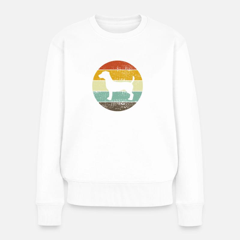 Jack Russel Terrier Hund Haustier Retro Geschenk - Frauen Premium Bio Pullover - Weiß