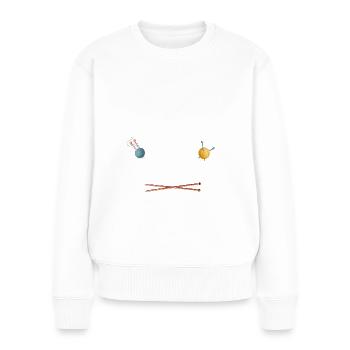 Humorvoller Wolle Spruch für Großmütter Geschenk - Frauen Premium Bio Pullover - Weiß - Vorne - Julia (174cm)