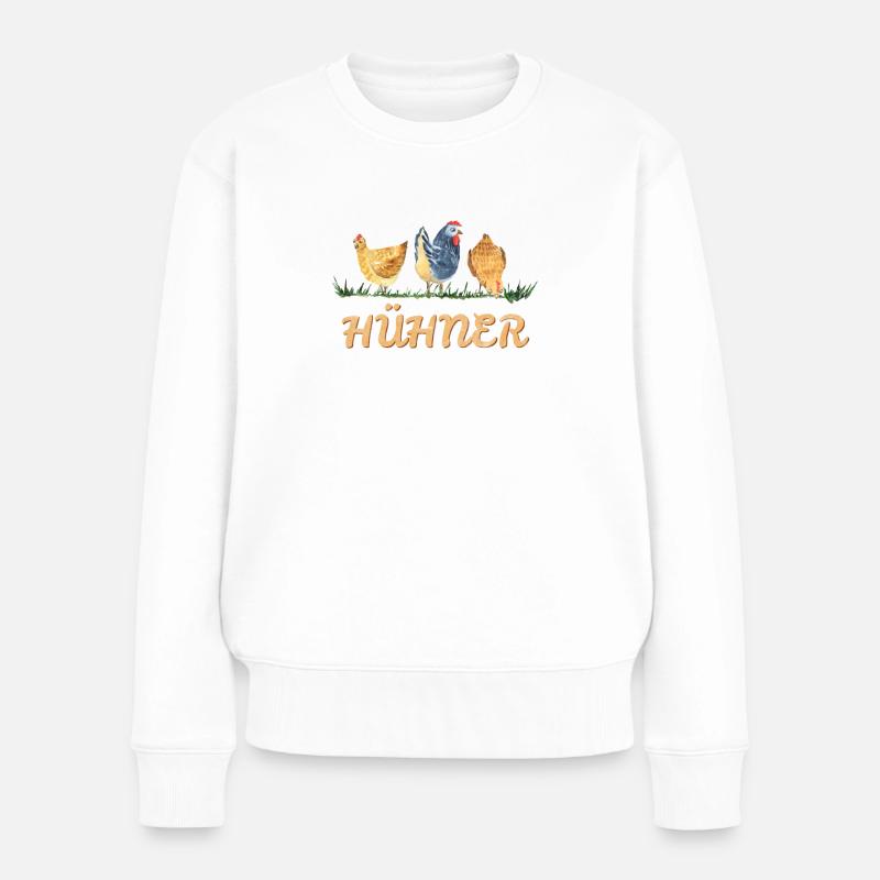 Hühner Mama - Hühner Hühnerzüchter Spruch - Frauen Premium Bio Pullover - Weiß