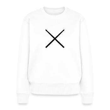 Schlagzeug Sticks - Frauen Premium Bio Pullover - Weiß - Vorne - Julia (174cm)