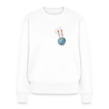 Lustiger Häkeln Spruch für Strickerin Geschenk - Frauen Premium Bio Pullover - Weiß - Vorne - Julia (174cm)